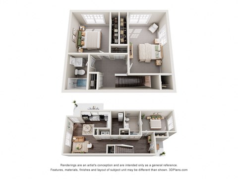 Floor plan for 3 beds, 2 baths, 1390 sqft